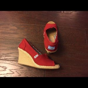 Toms Red Wedge Espadrilles, 7